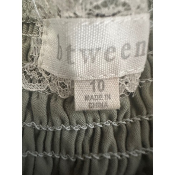 Btween Smocked Olive Green Glitter Short Sleeve Top Girls Size 10 Cap Sleeve - Picture 5 of 6